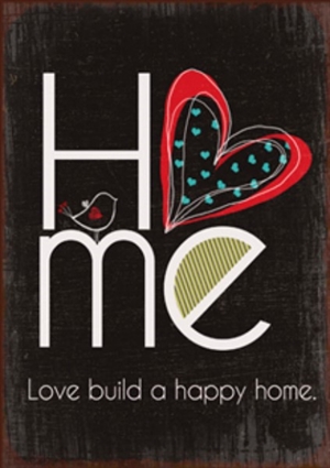 Magnet 5x7cm Home Love Builds A Happy Home - Se flere Magneter og Spejle